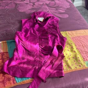 Satin Sleeveless Top - Fuchsia